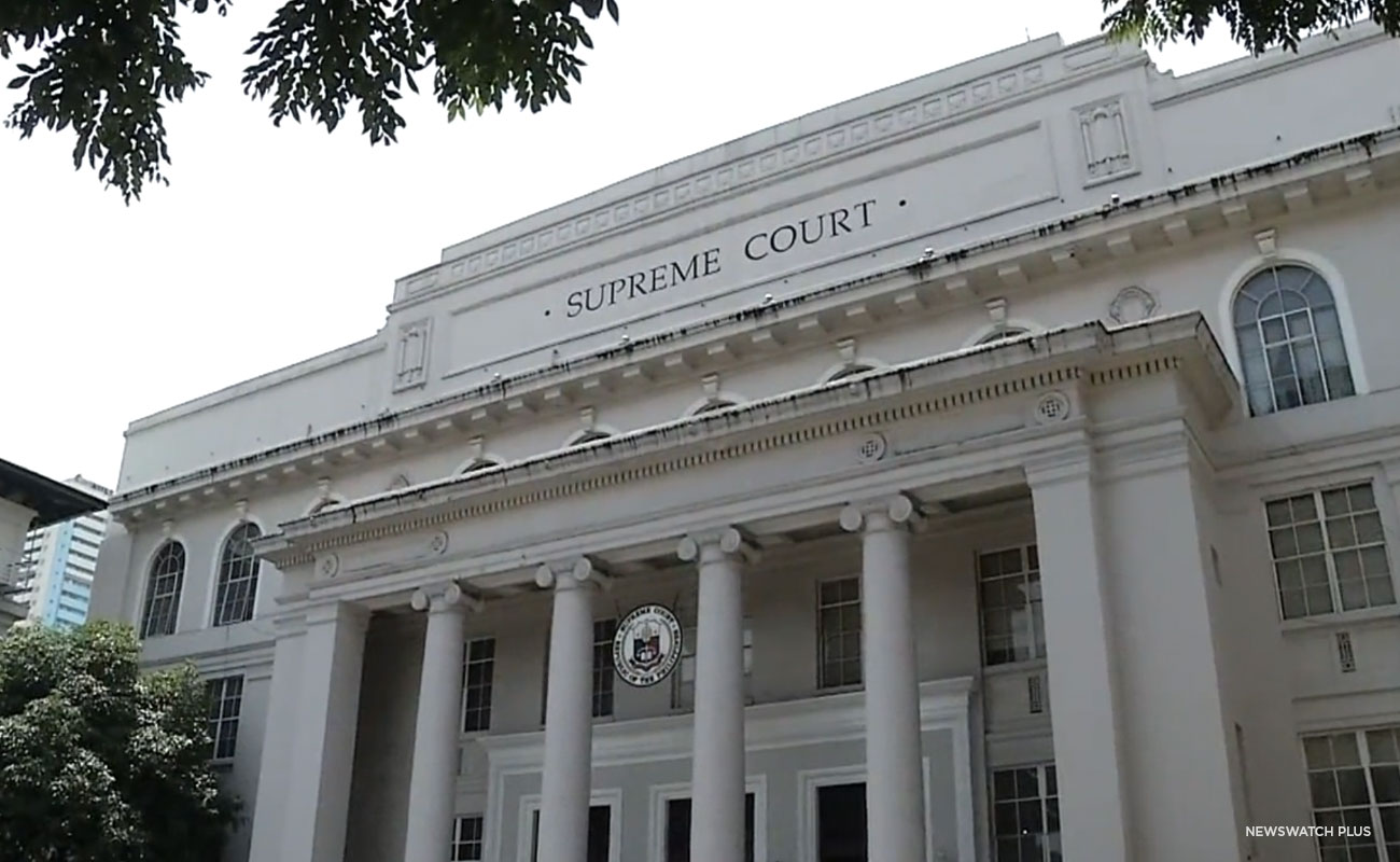 The photo shows the facade of the Supreme Court in Manila.